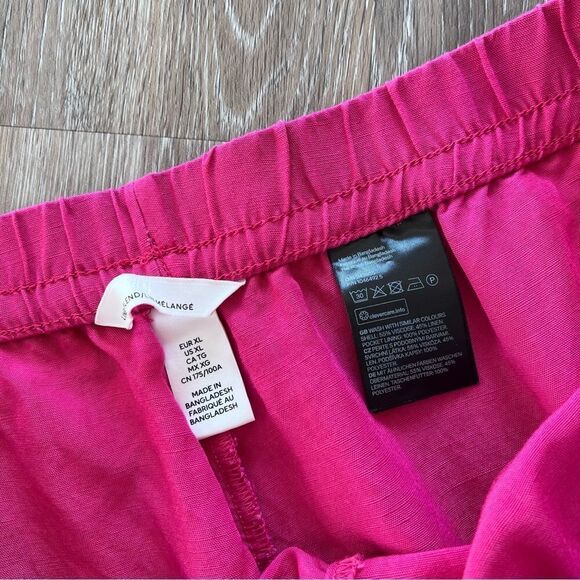 H&M bright‎ pink linen blend wide leg pants - Picture 5 of 8